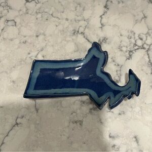 Blue Ceramic Massachusetts Shaped Dish